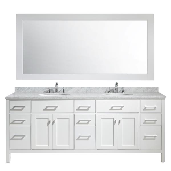 Design Element London Double Vanity, 84 Inch Double Sink Bathroom Vanity