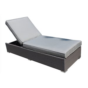 Chaise longue d'extérieur en osier Palms par WD Patio avec coussin gris