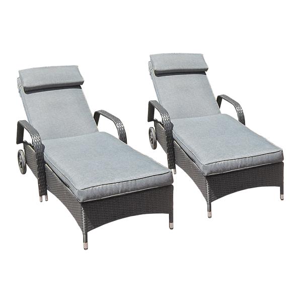 Henryka 3-Piece Lounger Set with Table - Black and Gray