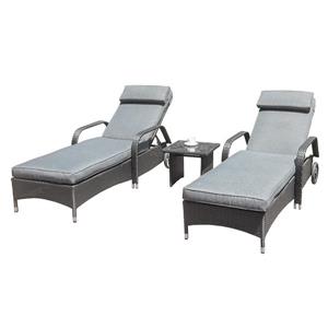  Ensemble 3 morceaux d'Henryka: 2 chaises longues et 1 table, noir et gris