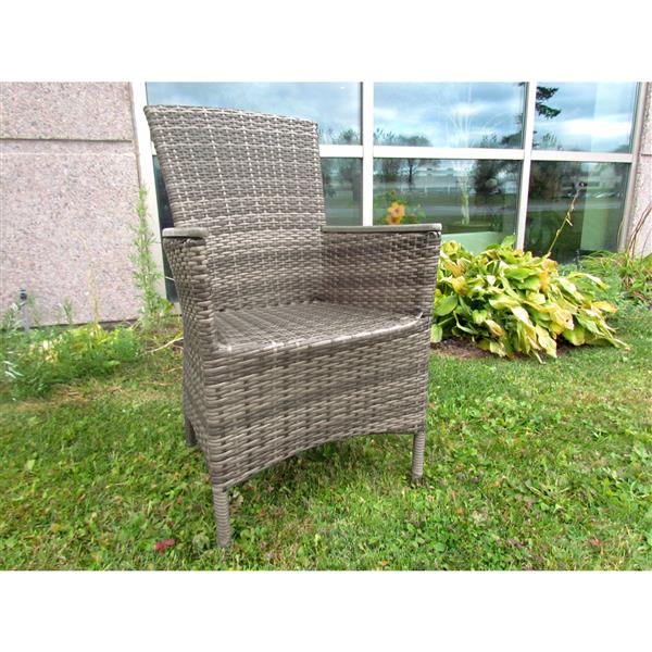Henryka Outdoor Wicker Dining Chair, Grey Wicker Dining Chairs Outdoor