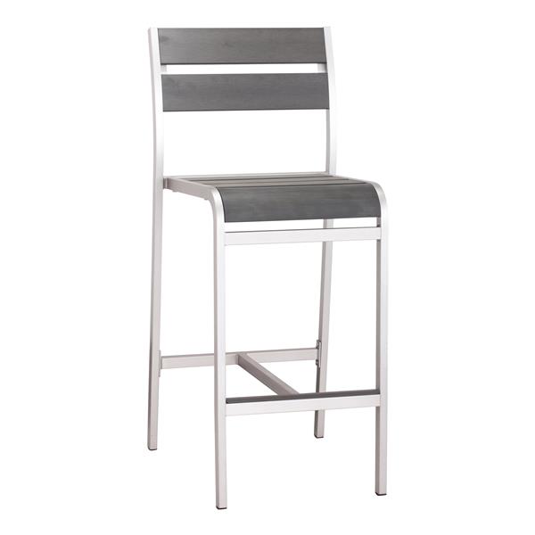 Zuo Modern Megapolis Outdoor Bar Chair, Brushed Aluminum Patio Bar Table