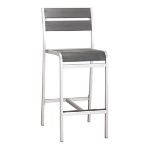 Zuo Modern Megapolis Outdoor Bar Chair - Brushed Aluminum - Set of 2