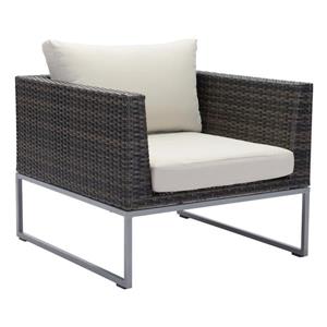 Zuo Modern Malibu Arm Chair - 18-in x 31.5-in - Brown and Beige