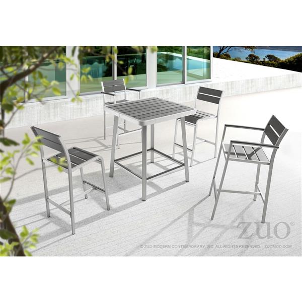 Zuo Modern Megapolis Bar Table, Brushed Aluminum Patio Bar Table