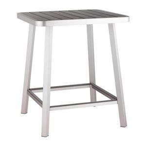 Table haute d'extérieur Megapolis de Zuo Modern, aluminium brossé