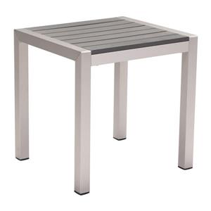 Table d'extérieur Cosmopiltan de Zuo Modern, 20 po x 18 po, aluminium brossé