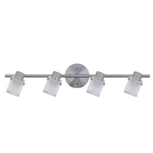 Luminaire Whitfield sur rail à 4 lumières Sienna, 26,4 po, acier satiné