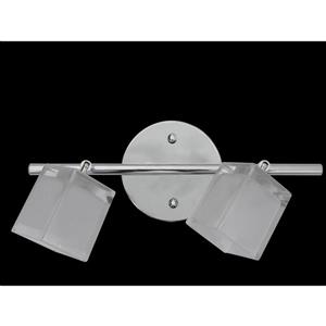 Luminaire Whitfield sur rail à 2 lumières, 13 po, chrome, verre grivré