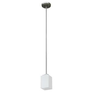 Luminaire suspendu Whitfield à 1 lumière, 7,6 po, verre blanc, acier satiné