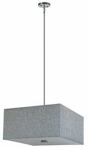 Lustre Whitfield à 4 lumières avec abat-jour, 12 po x 24 po, gris