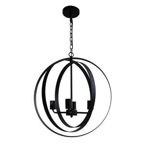 Whitfield Lighting Chandelier - 4 Lights - 20-in - Black Metal
