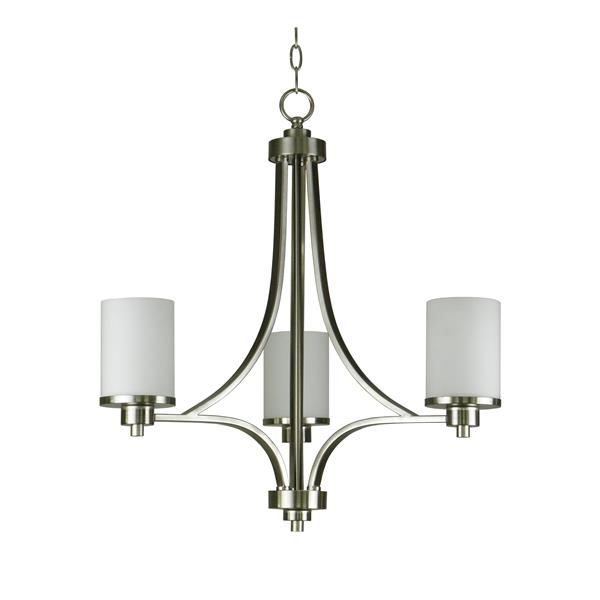 Whitfield Lighting Iris Chandelier - 3 Lights - 24-in - White Shaded Glass