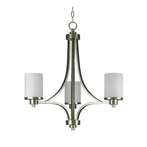 Whitfield Lighting Iris Chandelier - 3 Lights - 24-in - White Shaded Glass