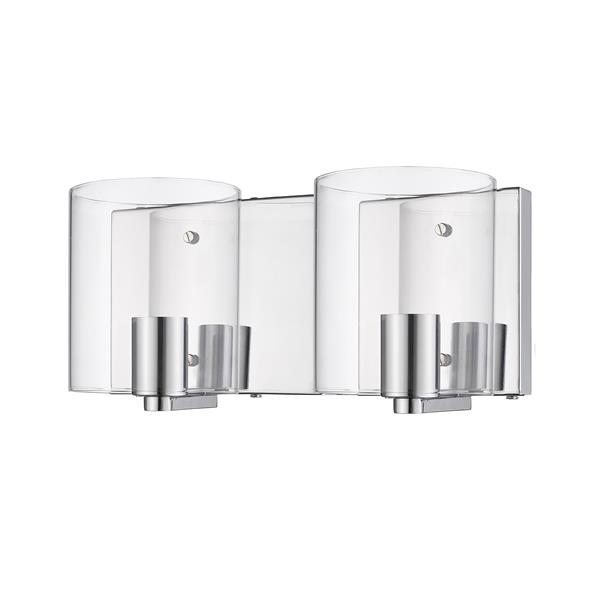 Polished Brass With Frosted With White Band Glass 2 Light Bath 12.5/"