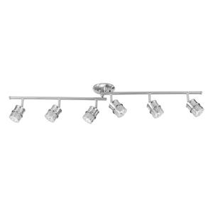 Rail d'éclairage Kearney, 6 ampoules, nickel brossé