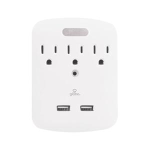 Globe Electric 3-Outlet Surge Protector Wall Tap Night Light