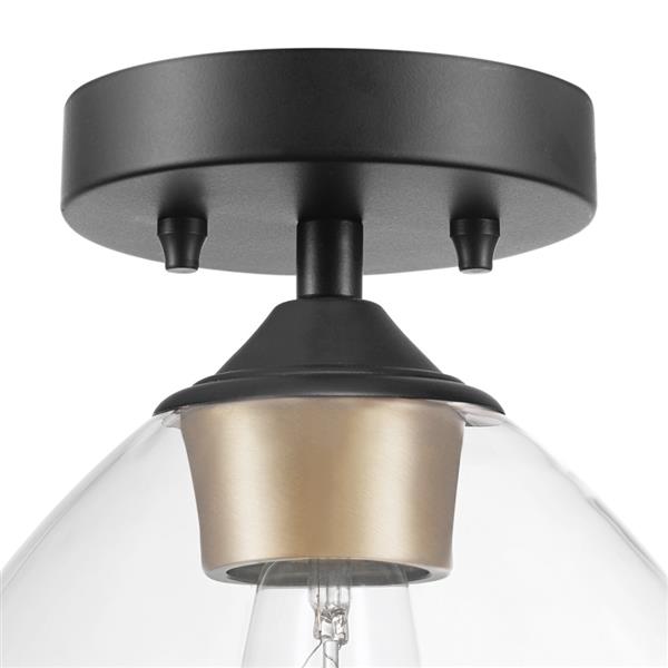 Globe Electric Harrow 1-Light 9.1-in Black Semi-Flush Mount