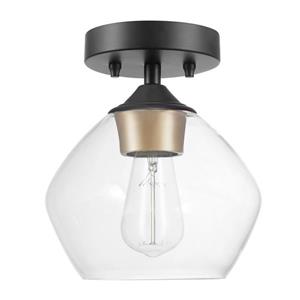 Globe Electric Harrow 1-Light 9.1-in Black Semi-Flush Mount