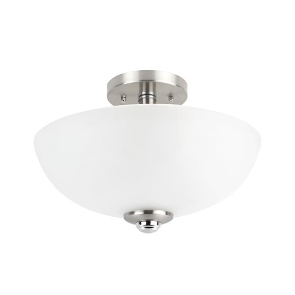 Globe Electric Hudson Semi-Flush Mount - 2 Lights - 8.65-in - Nickel