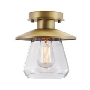 Globe Electric Nate Semi-Flush Mount - 1 Light - 8" - Brass