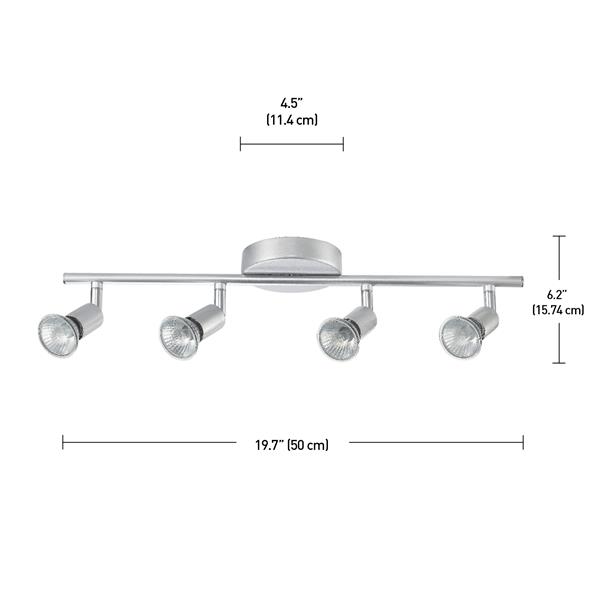 Ensemble de rail d'éclairage Payton, 4 lumières, argent