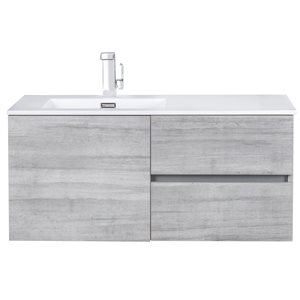 Cutler Kitchen & Bath Beachwood 42-in Grey Single Sink Bathroom Vanity with White Acrylic Top