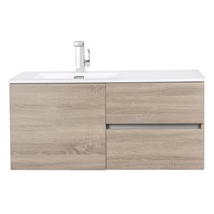 Cutler Kitchen & Bath Beachwood 42-in Beige Single Sink Bathroom Vanity with White Acrylic Top