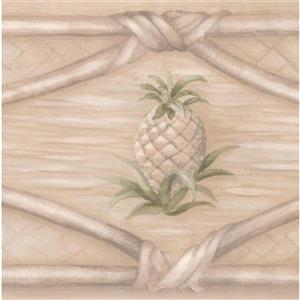 Chesapeake Wallpaper Border - 15' x 4" - Wicker Fence/Pinecone - Beige