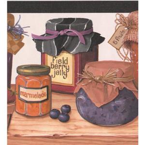 Retro Art Wallpaper Border - 15' x 7" - Jams and Jelly in Jars
