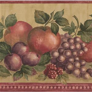 Retro Art Wallpaper Border - 15' x 9.75" - Vintage Fruits and Berries