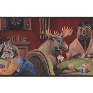 Chesapeake Wallpaper Border - 15' x 9" - Animals Playing Poker