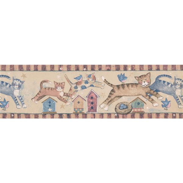 Norwall Wallpaper Border - 15' x 7-in- Cats and Birdhouses - Beige | RONA