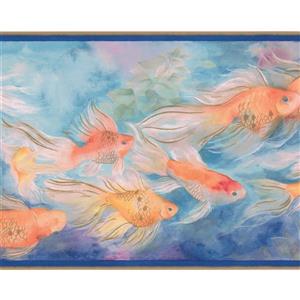 Chesapeake Wallpaper Border - 15' x 9" -Fish Swimming - Orange/Red/Blue