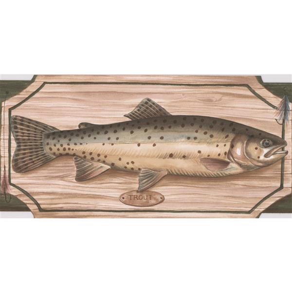 Retro Art Wallpaper Border 15 X 5 Fish On Chopping Board Green Rona