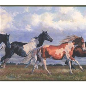 York Wallcoverings Wallpaper Border - 15-ft x 9.75-in - Wild Horses Running - Blue