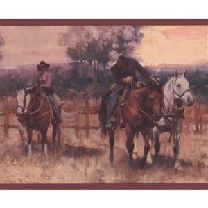 York Wallcoverings Wallpaper Border - 15-ft x 7-in - Retro Cowboys on Horses