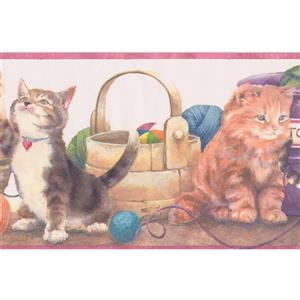 Norwall Kids Wallpaper Border - 15' x 7-in- Cats and Thread Balls
