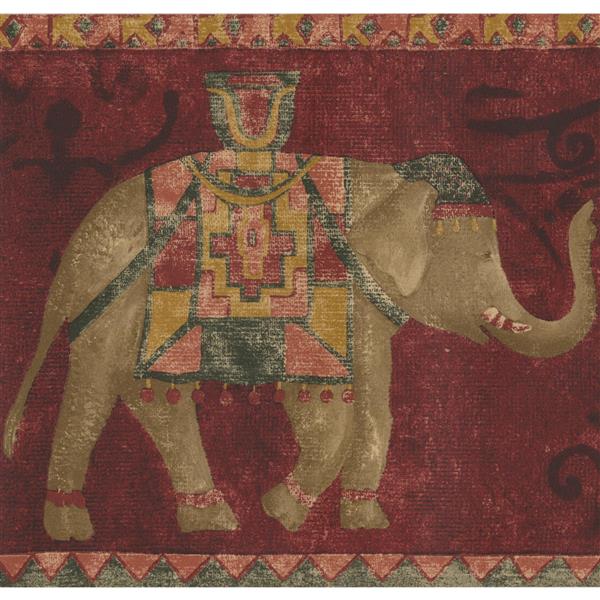 Norwall Wallpaper Border 15 X 7 In Elephants Red Brown Rona