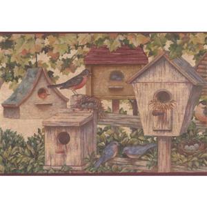 Retro Art Wide Wallpaper Border - 15' x 9" - Birdhouses - Multicolour