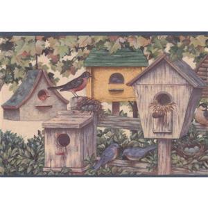 Retro Art Wide Wallpaper Border - 15' x 9" - Birdhouses - Multicolour