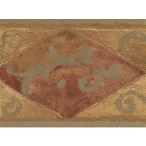 Retro Art Wallpaper Border -15' x 6.75" - Abstract Design - Brown