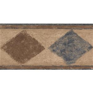 Norwall Wallpaper Border - 15' x 7-in- Abstract Rhombus - Brown/Blue