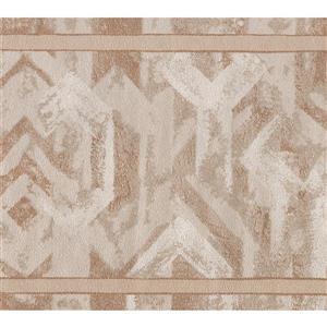 Retro Art Wallpaper Border - 15' x 6.75" -Abstract Design -Brown/White