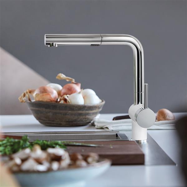 BLANCO Posh Pull-Out Kitchen Faucet - Chrome/White