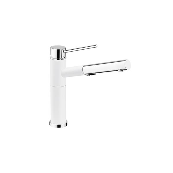 Blanco Alta Pull Out Dual Spray Kitchen Faucet Chrome White