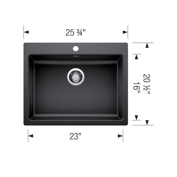 BLANCO Precis Single 25 ADA/CSA Dual Mount Sink - Ash