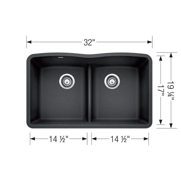 BLANCO Diamond Low Divide Sink - Grey