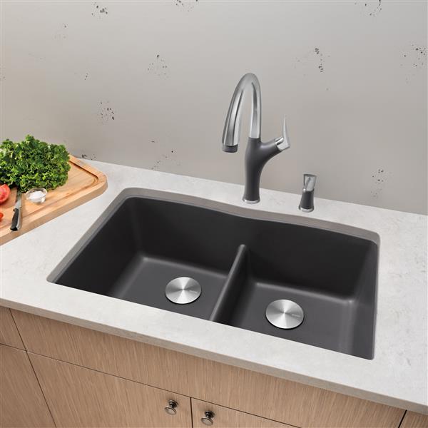 BLANCO Diamond Low Divide Undermount Sink - Ash