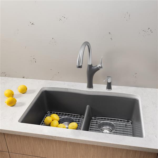 BLANCO Diamond Low Divide Undermount Sink - Ash